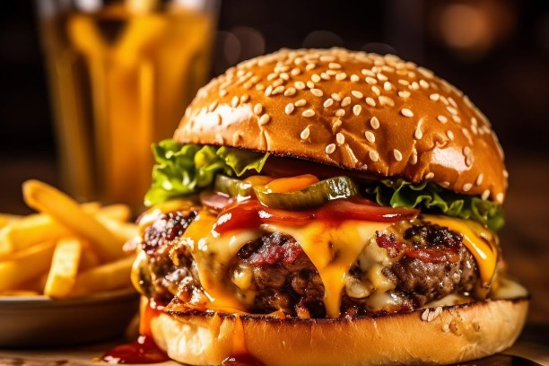 A classic burger and fries